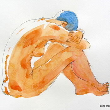 Peinture intitulée "croquis Solenn 5 dé…" par Anne-Marie Mary, Œuvre d'art originale, Aquarelle