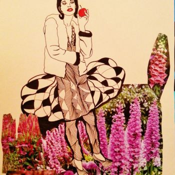Painting titled "Au jardin d'Eden" by Brigitte Mathé (MBL), Original Artwork, Ink