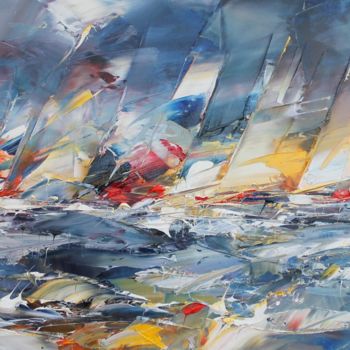 Painting titled "course au large" by Benoit Havard, Original Artwork