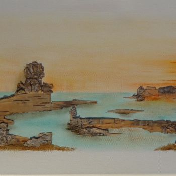 Collages intitulée "Au bout de l'île" par Martine Capdeville-Lacomme, Œuvre d'art originale