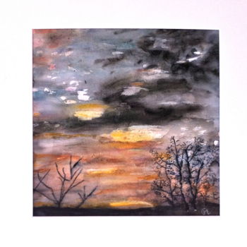 Peinture intitulée "Crépuscule" par Marie Claude Lambert, Œuvre d'art originale, Aquarelle
