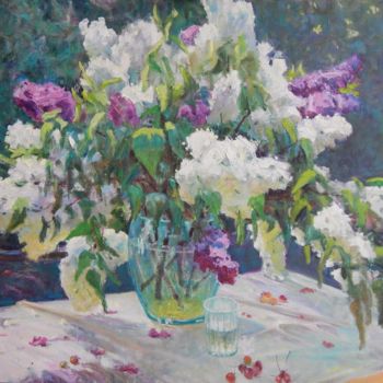 Malerei mit dem Titel "Lilac in kontrazhure" von Nikolai Chebotaru, Original-Kunstwerk, Öl