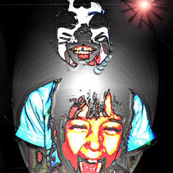 Digitale Kunst mit dem Titel "Rires ailleurs...." von Naïma Gharbi, Original-Kunstwerk, Digitale Malerei