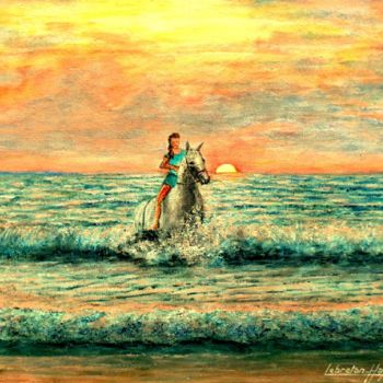 Peinture intitulée "la-mer et la cavali…" par Lebreton-Hays, Œuvre d'art originale, Acrylique