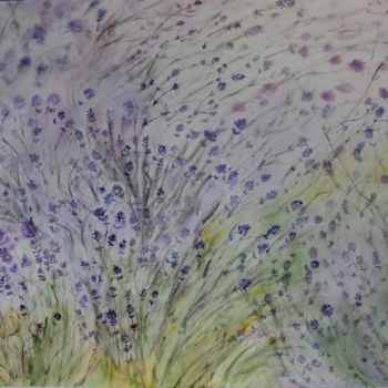 Schilderij getiteld "ENVOLEE de LAVANDES" door Jeannette Allary, Origineel Kunstwerk, Aquarel