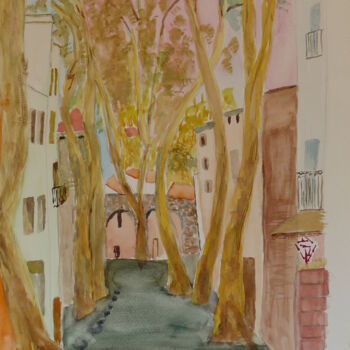 Peinture intitulée "Céret" par Jacqueline Claux (Jaklinclo), Œuvre d'art originale, Aquarelle Monté sur Carton