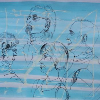 Pintura intitulada "Mes amis peintres" por Brigitte Mathé (MBL), Obras de arte originais