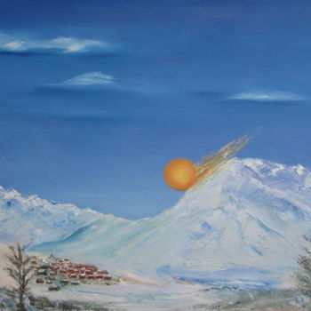 Pittura intitolato "" 6 février retour…" da Martial Dumoulin, Opera d'arte originale, Olio Montato su Telaio per barella in…