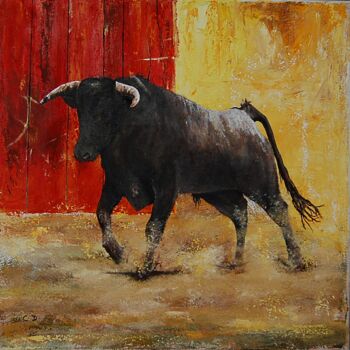 Painting titled "el-toro.jpg" by Catherine Digue - Turpin, Original Artwork, Gouache