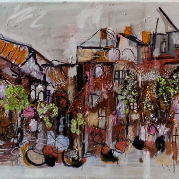 Pintura intitulada "La maison des lauri…" por Muriel Cayet, Obras de arte originais, Outro