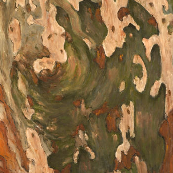 Painting titled "Ecorce de Platane 2…" by Renand, Original Artwork, Oil Mounted on Wood Stretcher frame