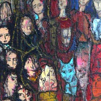 Peinture intitulée "Le chat bleu" par Jacques Donneaud, Œuvre d'art originale, Acrylique Monté sur Châssis en bois