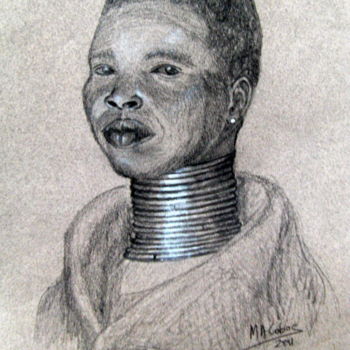 Peinture intitulée "Femme du Zimbabwe" par Marian Cobos, Œuvre d'art originale, Autre