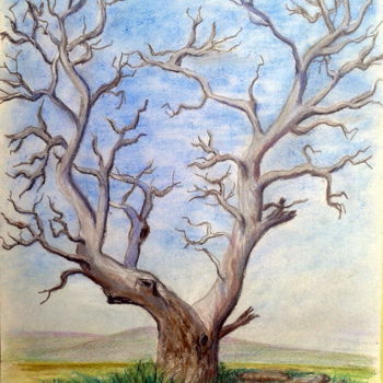 Dessin intitulée "Solitaire" par Marian Cobos, Œuvre d'art originale, Pastel