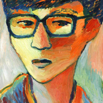 Картина под названием "The student" - Petr Ldin, Подлинное произведение искусства, Масло