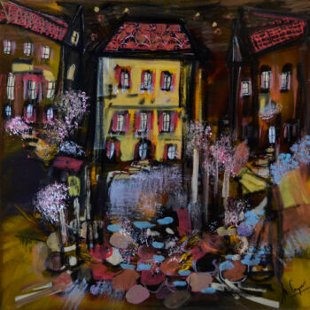 Malerei mit dem Titel "Maison d'hôtes" von Muriel Cayet, Original-Kunstwerk, Acryl