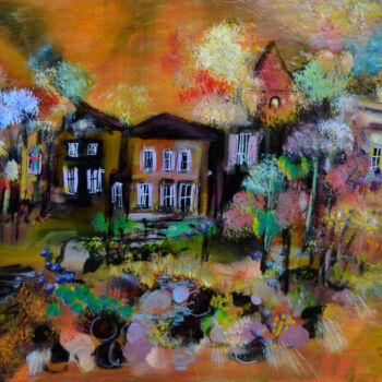 Peinture intitulée "Place des rêves" par Muriel Cayet, Œuvre d'art originale, Acrylique