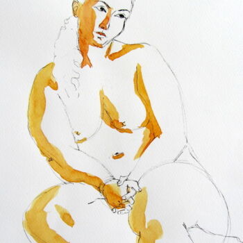 Peinture intitulée "croquis Mélissa 11…" par Anne-Marie Mary, Œuvre d'art originale, Aquarelle