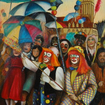Peinture intitulée "CARNAVAL BERGUOIS" par Yvette Matysiak, Œuvre d'art originale, Huile