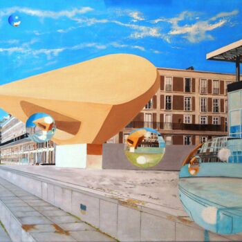 Peinture intitulée "Un SIGNAL pour l'AD…" par Manu Surreabulliste, Œuvre d'art originale, Huile Monté sur Châssis en bois