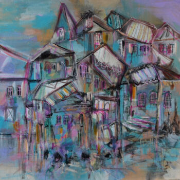 Peinture intitulée "Les ruelles en esca…" par Muriel Cayet, Œuvre d'art originale, Acrylique