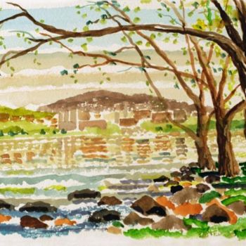 Pintura intitulada "West Point from Gar…" por Ralph Papa, Obras de arte originais, Óleo