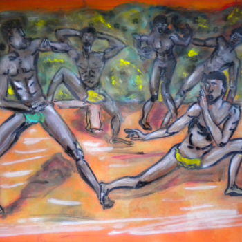 Painting titled "petite querelle" by Herve Yann Dubois, Original Artwork, Gouache