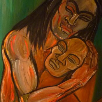 Malerei mit dem Titel "L'Amour étreint le…" von Cindy Millet, Original-Kunstwerk, Öl