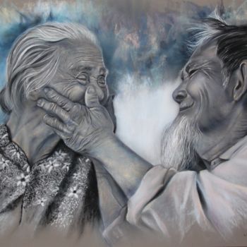 Peinture intitulée "Affection" par Lysiane Lagauzere, Œuvre d'art originale, Pastel