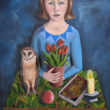 Painting titled "L'Amour eternel" by Elke Thiébaut, Original Artwork, Acrylic