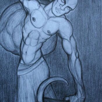 Dessin intitulée "Travailleur des cha…" par Cindy Millet, Œuvre d'art originale, Crayon