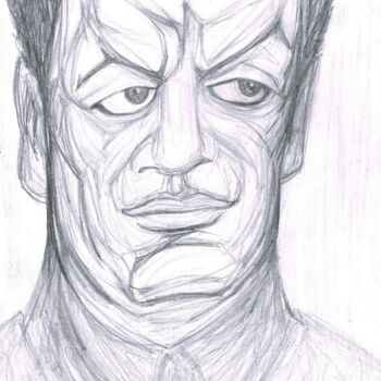 Zeichnungen mit dem Titel "Portrait de Diego R…" von Cindy Millet, Original-Kunstwerk, Bleistift