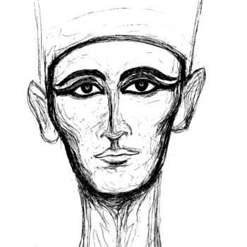 Dessin intitulée "Portrait de Néferti…" par Cindy Millet, Œuvre d'art originale, Stylo à bille