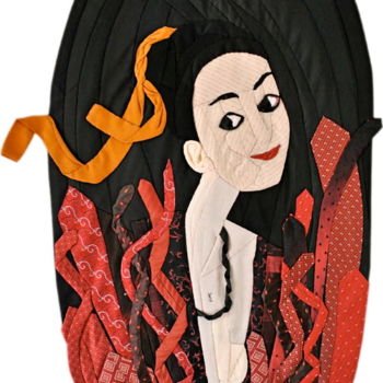 Art textile intitulée "Salamandre" par Caroline Regnaut, Œuvre d'art originale