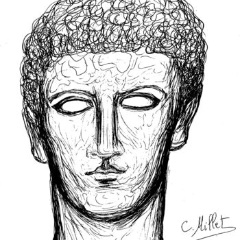 Dessin intitulée "Portrait de Brutus…" par Cindy Millet, Œuvre d'art originale, Stylo à bille