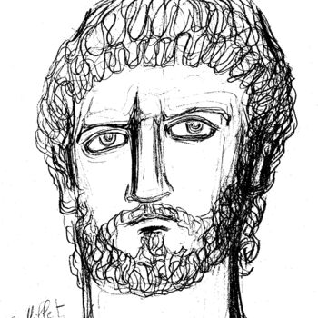 Drawing titled "Portrait de l'Emper…" by Cindy Millet, Original Artwork, Ballpoint pen