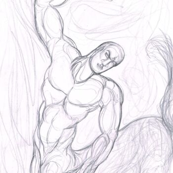 Dessin intitulée "Guerrier Centaure /…" par Cindy Millet, Œuvre d'art originale, Crayon