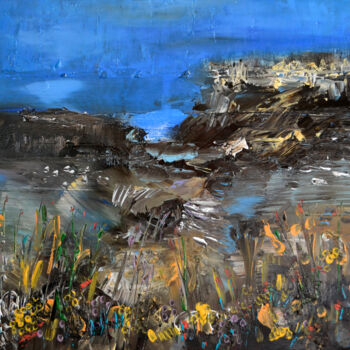 Peinture intitulée "Une fenêtre bleu ci…" par Muriel Cayet, Œuvre d'art originale, Acrylique