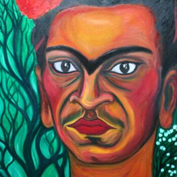 Ζωγραφική με τίτλο "Portrait de Frida K…" από Cindy Millet, Αυθεντικά έργα τέχνης, Λάδι