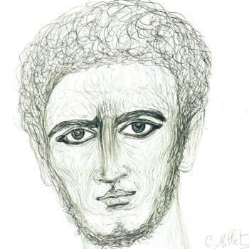 Dessin intitulée "Tête d'homme inspir…" par Cindy Millet, Œuvre d'art originale, Stylo à bille
