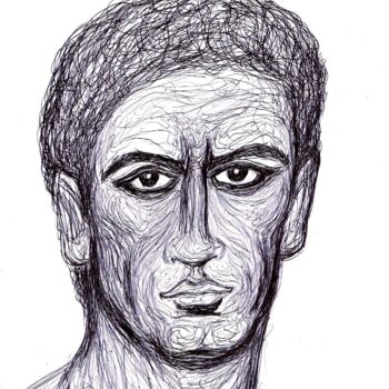Dessin intitulée "Tête d'homme inspir…" par Cindy Millet, Œuvre d'art originale, Stylo à bille