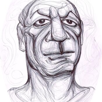 Dessin intitulée "Portrait de Pablo P…" par Cindy Millet, Œuvre d'art originale, Stylo à bille