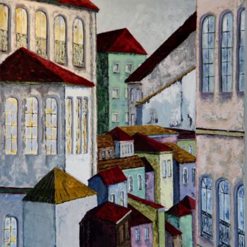 Painting titled "Le milieu" by Patricia Lejeune, Original Artwork, Oil