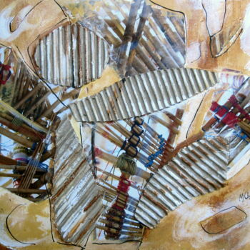 Collages intitulée "Lignes" par Monique Chef, Œuvre d'art originale