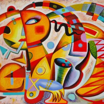 Pintura titulada "Woman with beer and…" por Kaola Oty, Obra de arte original, Acrílico