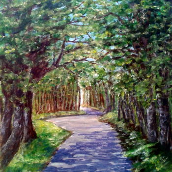 Peinture intitulée "petite-route-de-ma-…" par Marian Cobos, Œuvre d'art originale, Acrylique