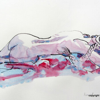 Peinture intitulée "croquis Kamila 29 a…" par Anne-Marie Mary, Œuvre d'art originale, Encre