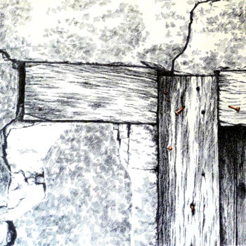 Drawing titled "Angle de bois" by Pierre Fabry, Original Artwork, Ink