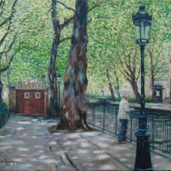Peinture intitulée "Paris, le canal Sai…" par Rémi Acquin, Œuvre d'art originale, Huile