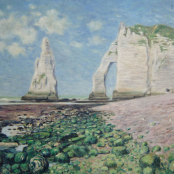 Peinture intitulée "Etretat : l'Aiguill…" par Rémi Acquin, Œuvre d'art originale, Huile